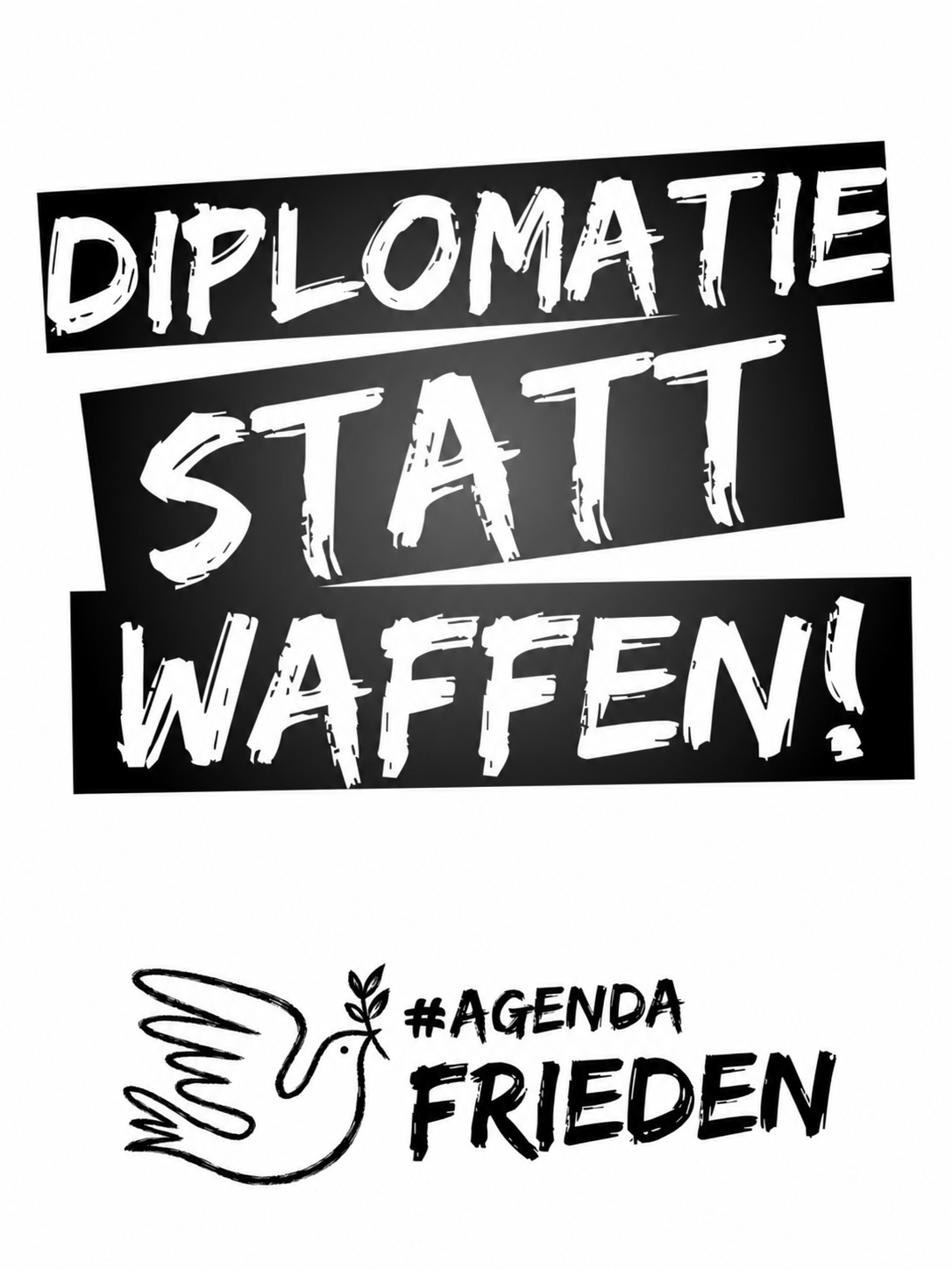 Schild: Diplomatie statt Waffen