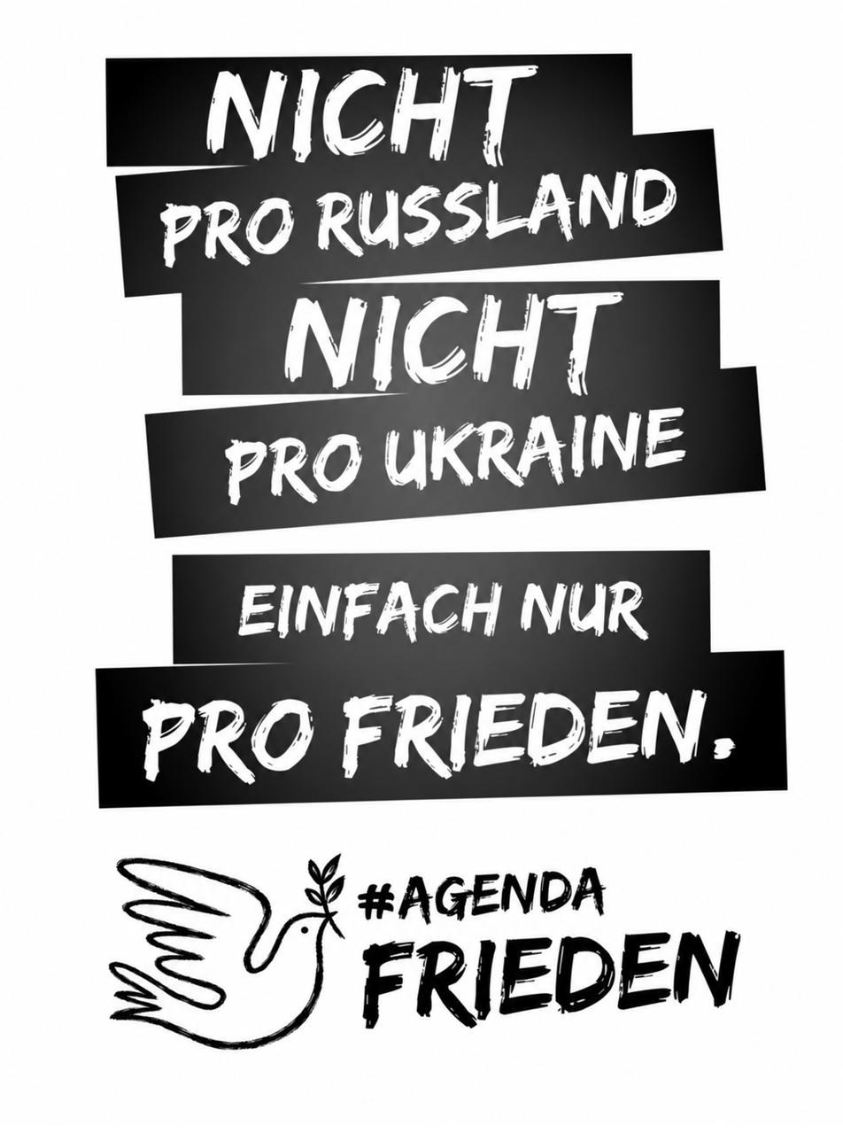 Schild: Nicht pro Russland, nicht pro Ukraine, einfach nur pro Frieden